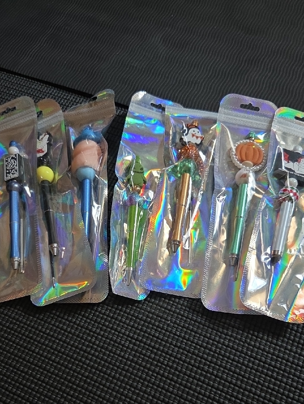 Assorted Decorative Stylus Pens with Charms - Blue Green Gold Pink